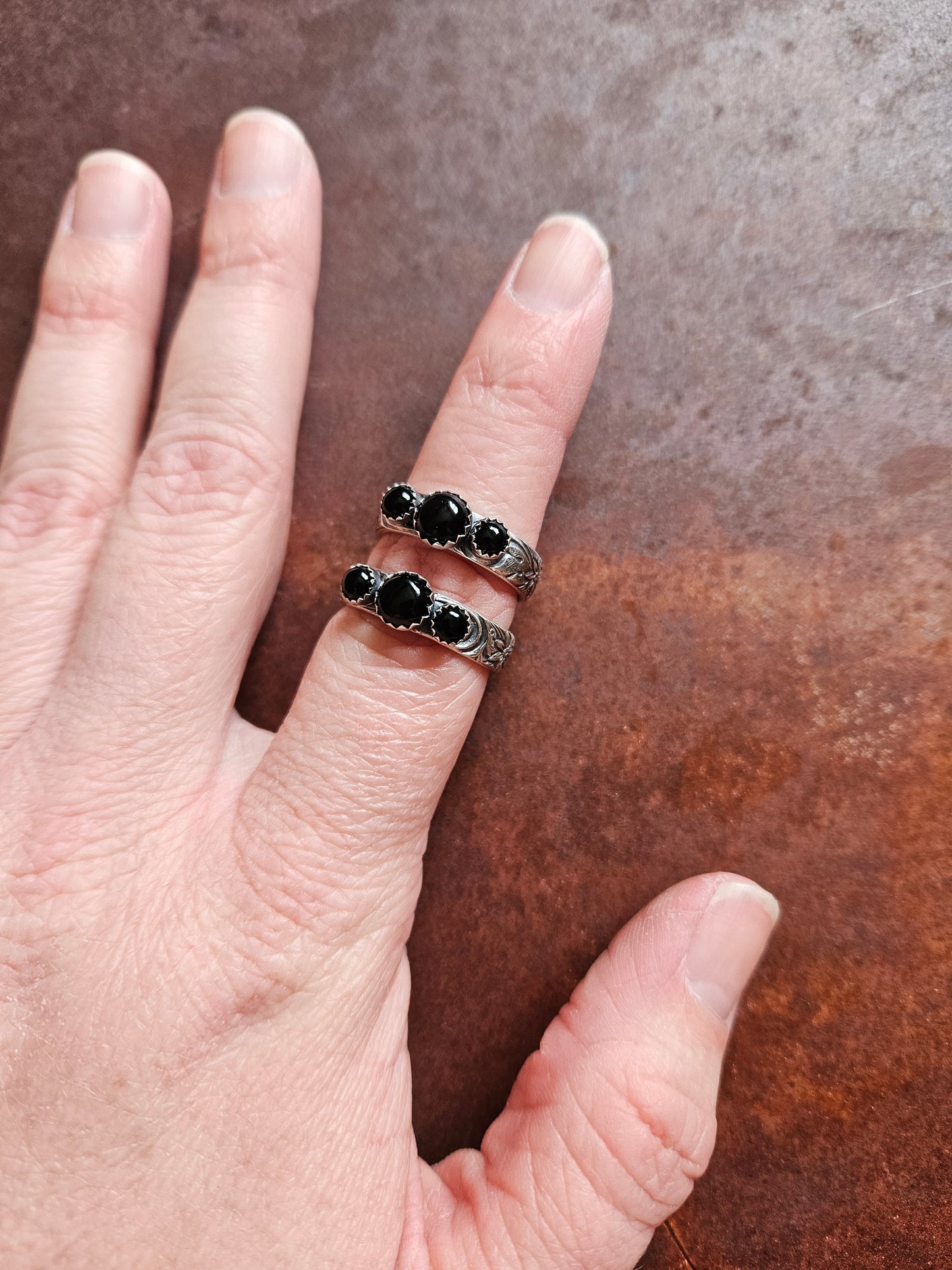 Onyx 3-Stone Ring