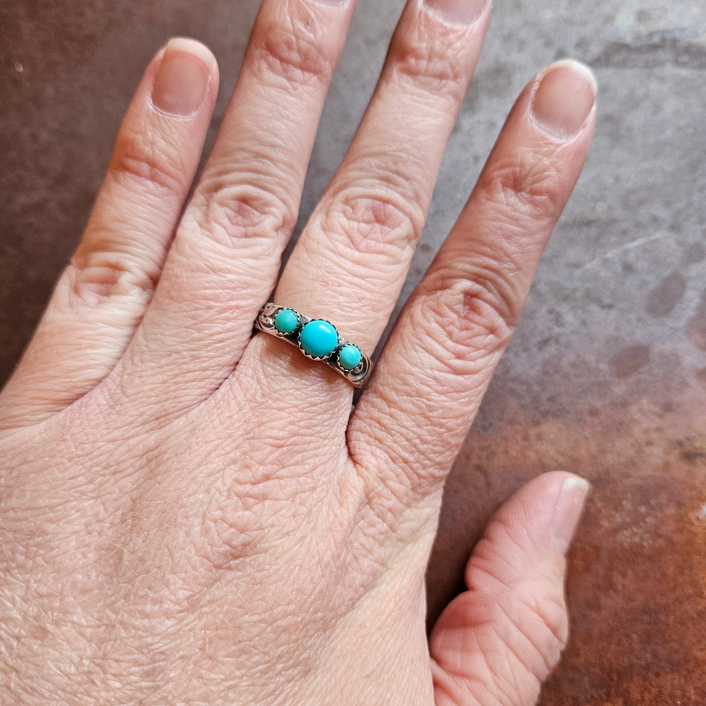 Turquoise 3-Stone Ring