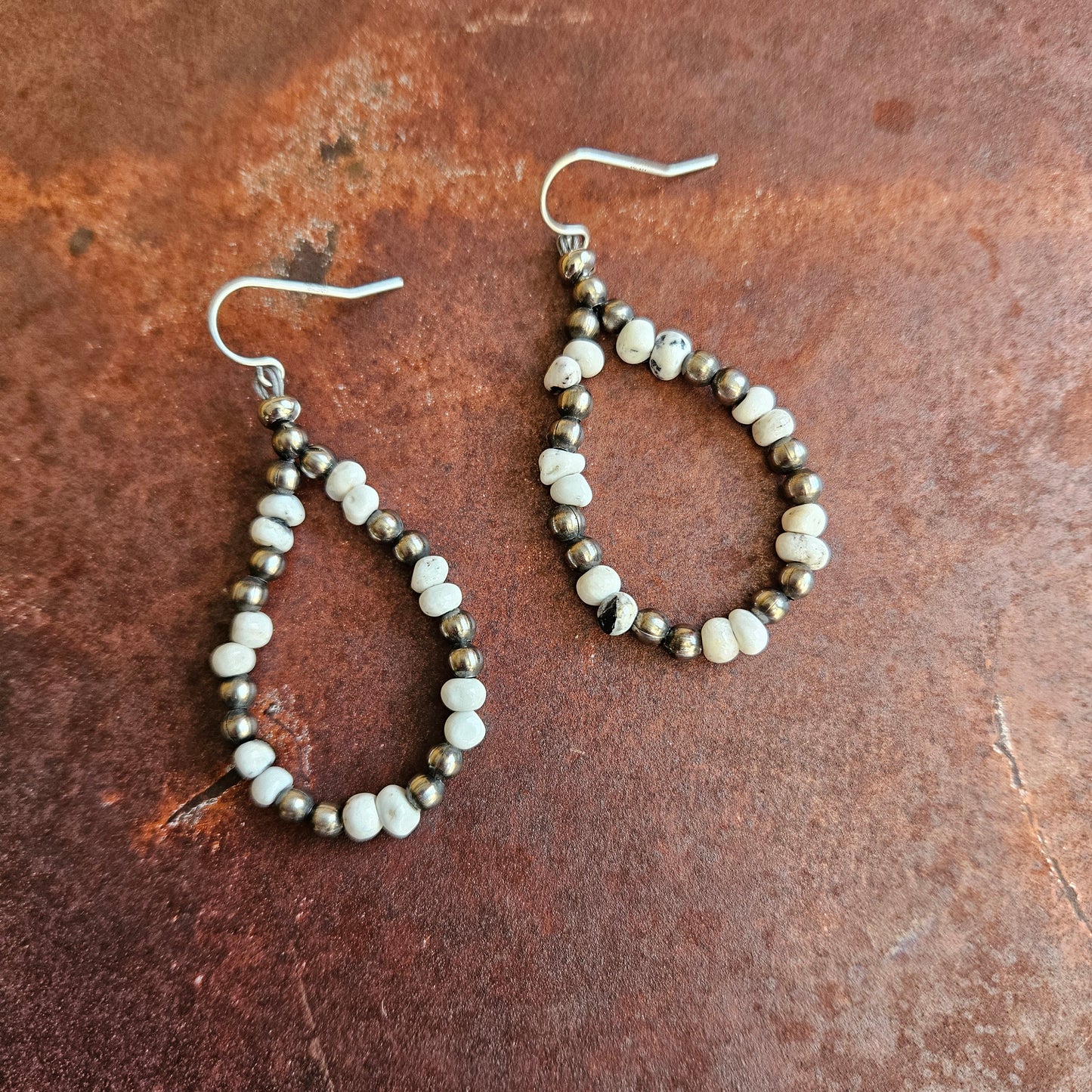 White Buffalo Beaded Earrings
