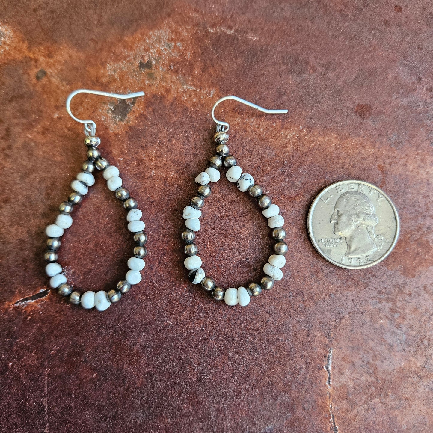 White Buffalo Beaded Earrings