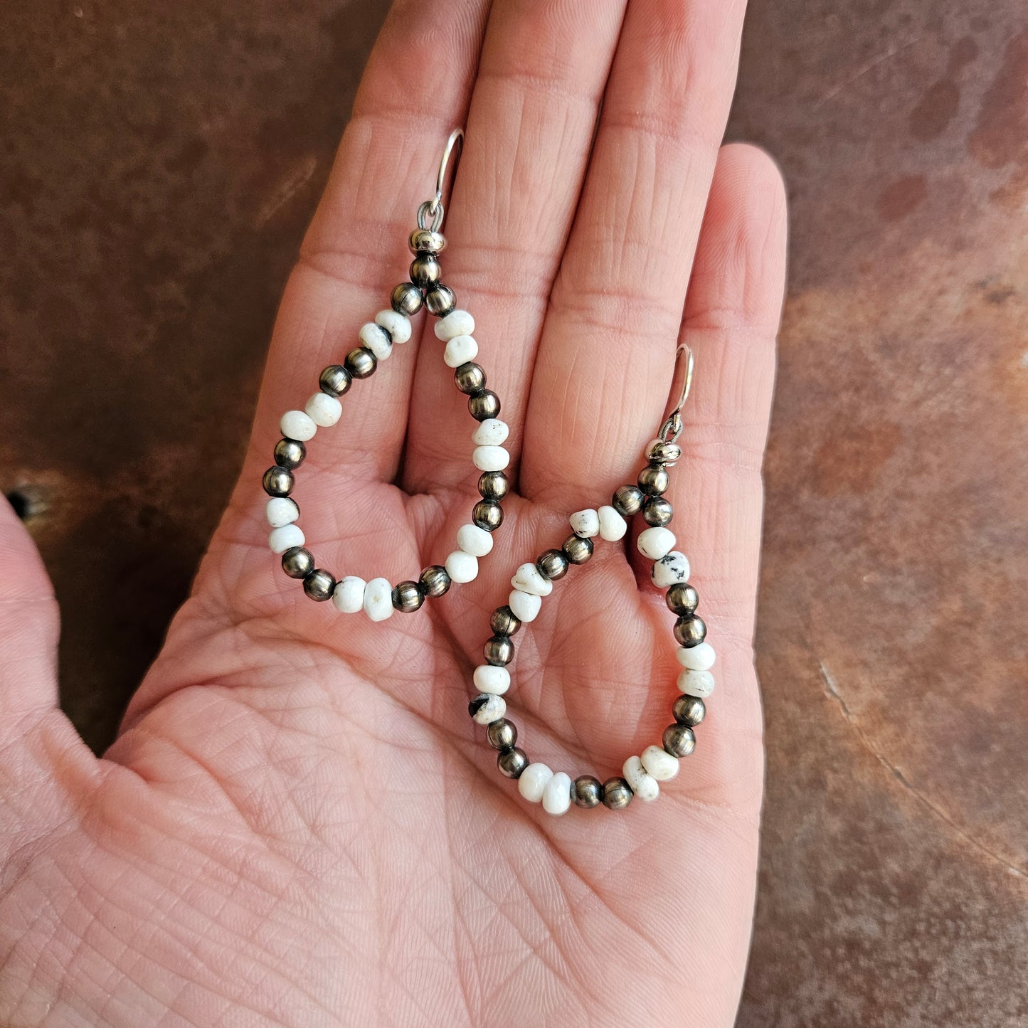 White Buffalo Beaded Earrings