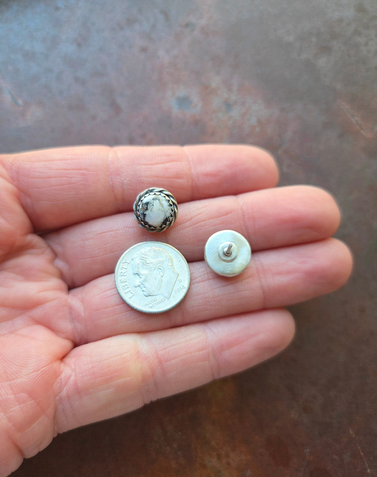 8mm White Buffalo Post Earrings