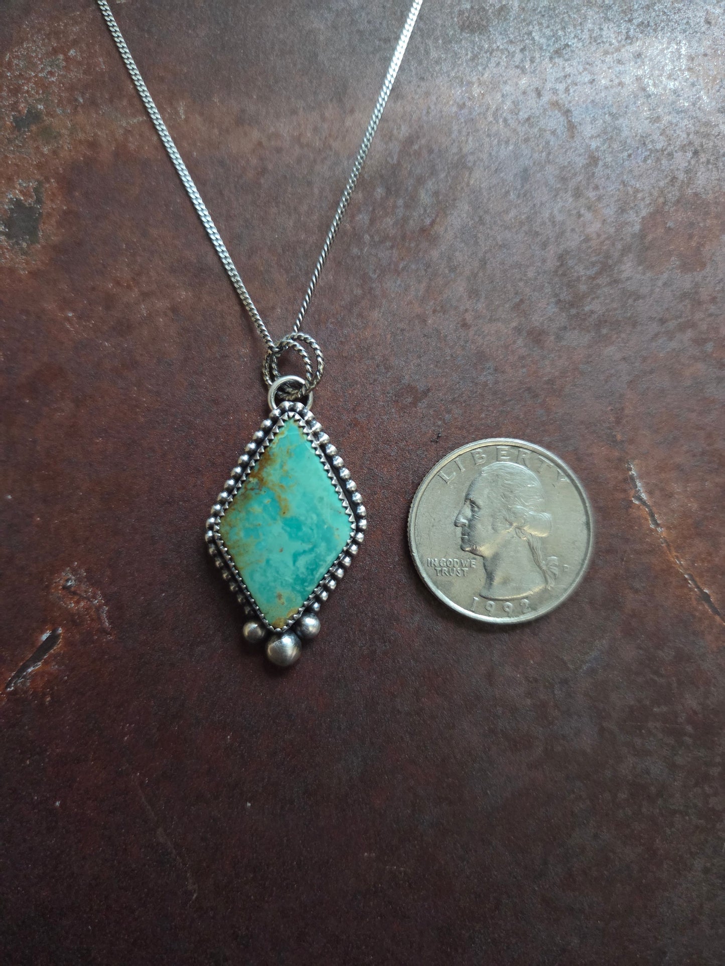 Tyrone Turquoise Diamond Shaped Pendant