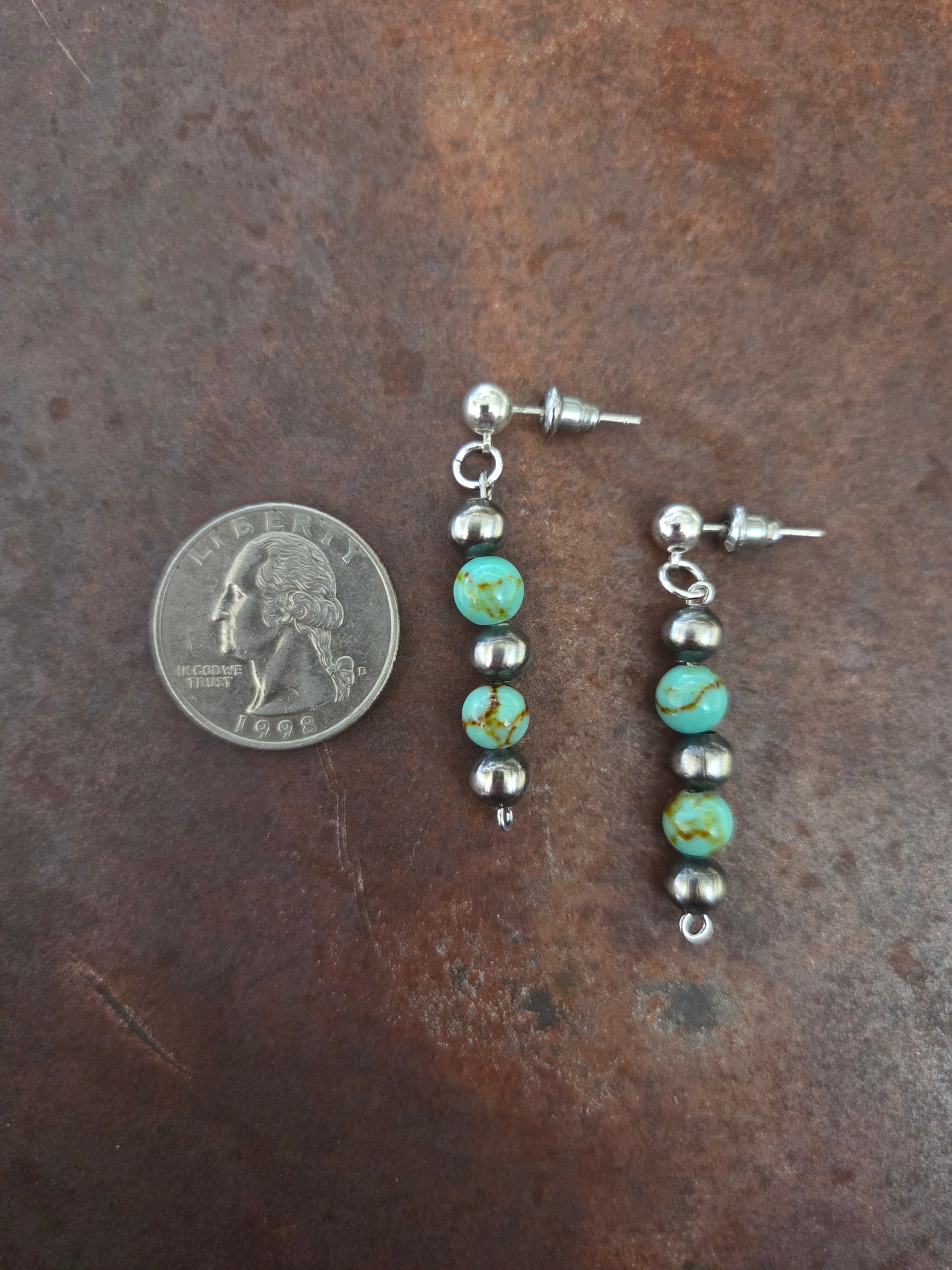 Turquoise and Pearl Drop Earrings