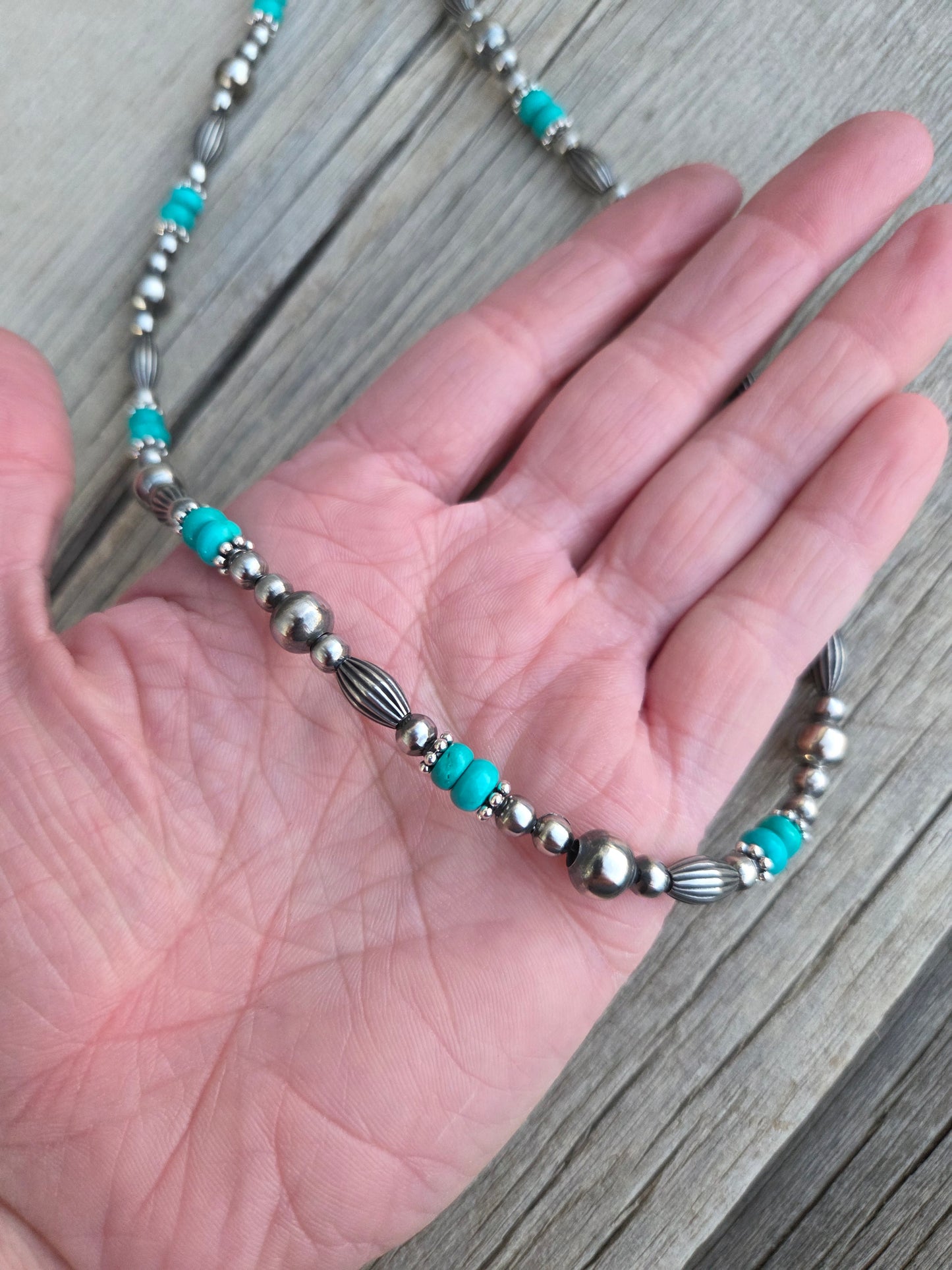 Turquoise with Pumpkin beads Pearls