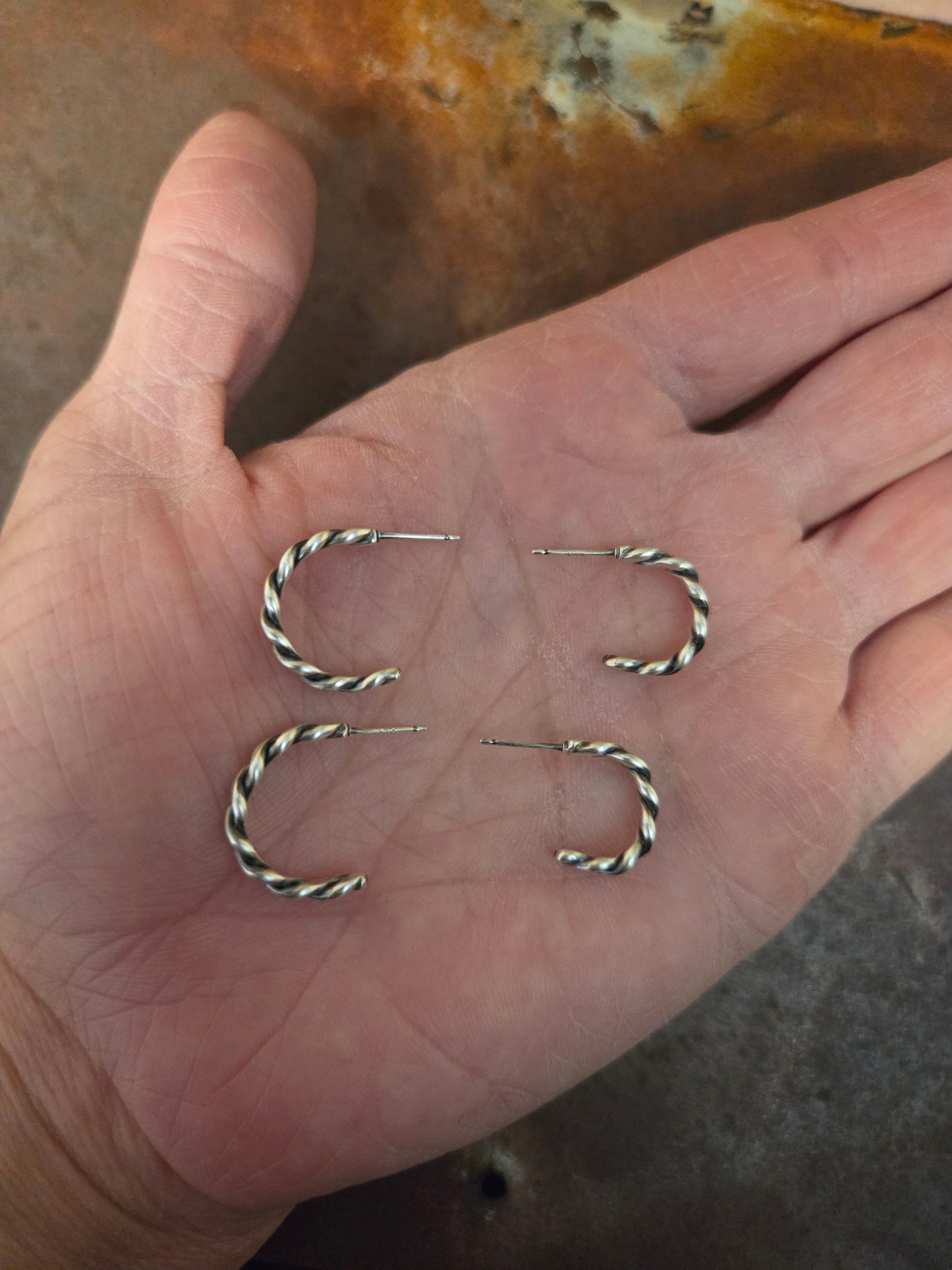 Flattened Rope Hoop Earrings