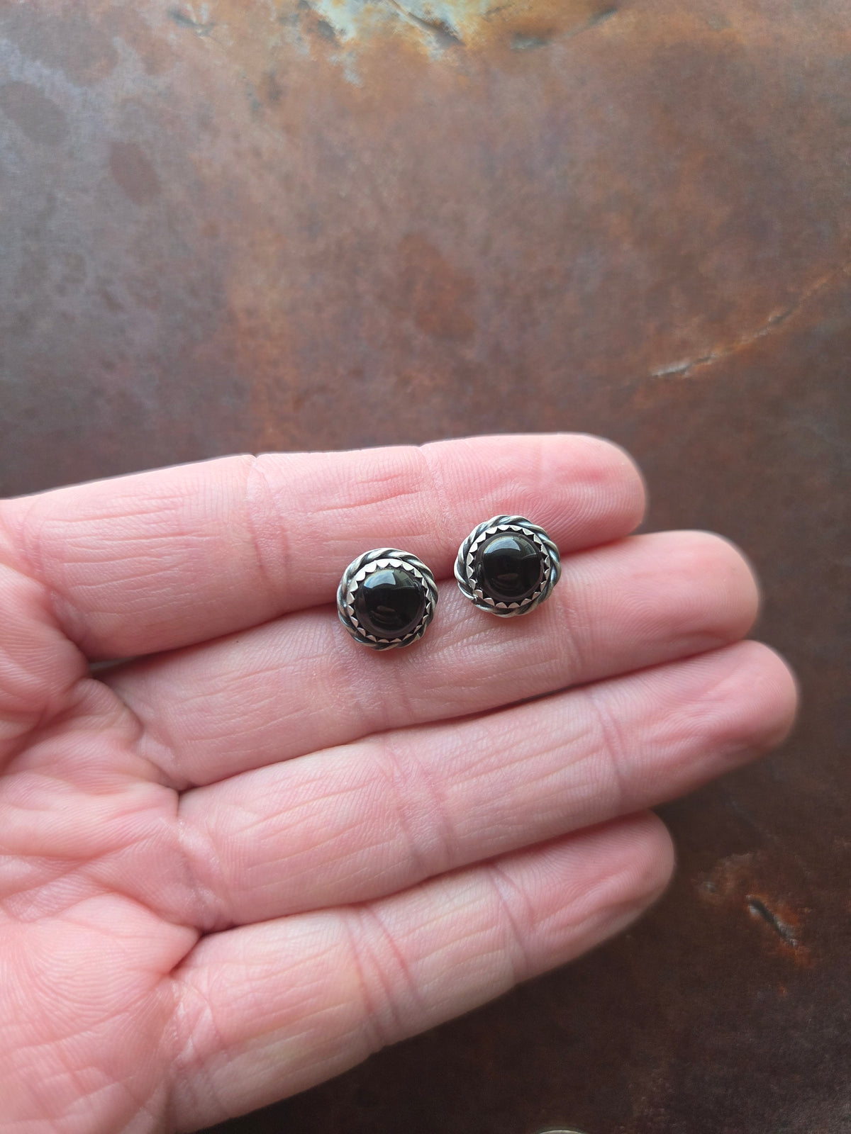 8mm Post Earrings with Rope