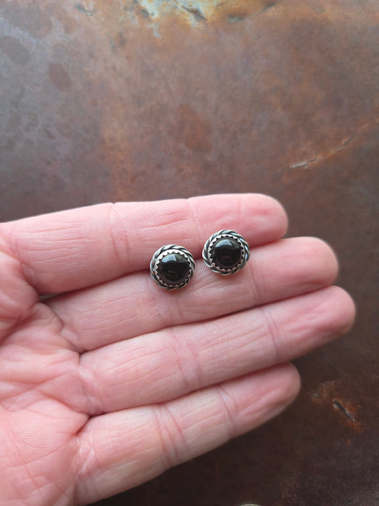 8mm Post Earrings with Rope
