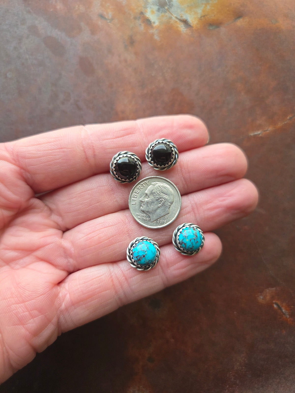 8mm Post Earrings with Rope