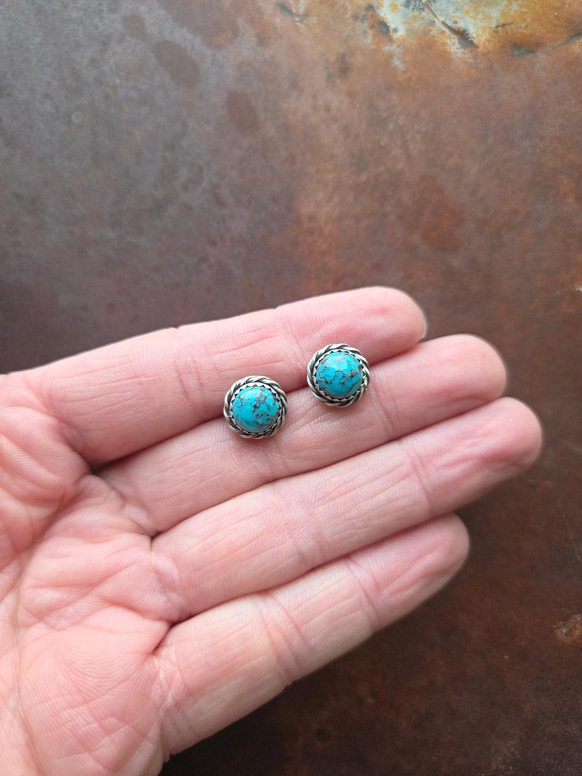 8mm Post Earrings with Rope