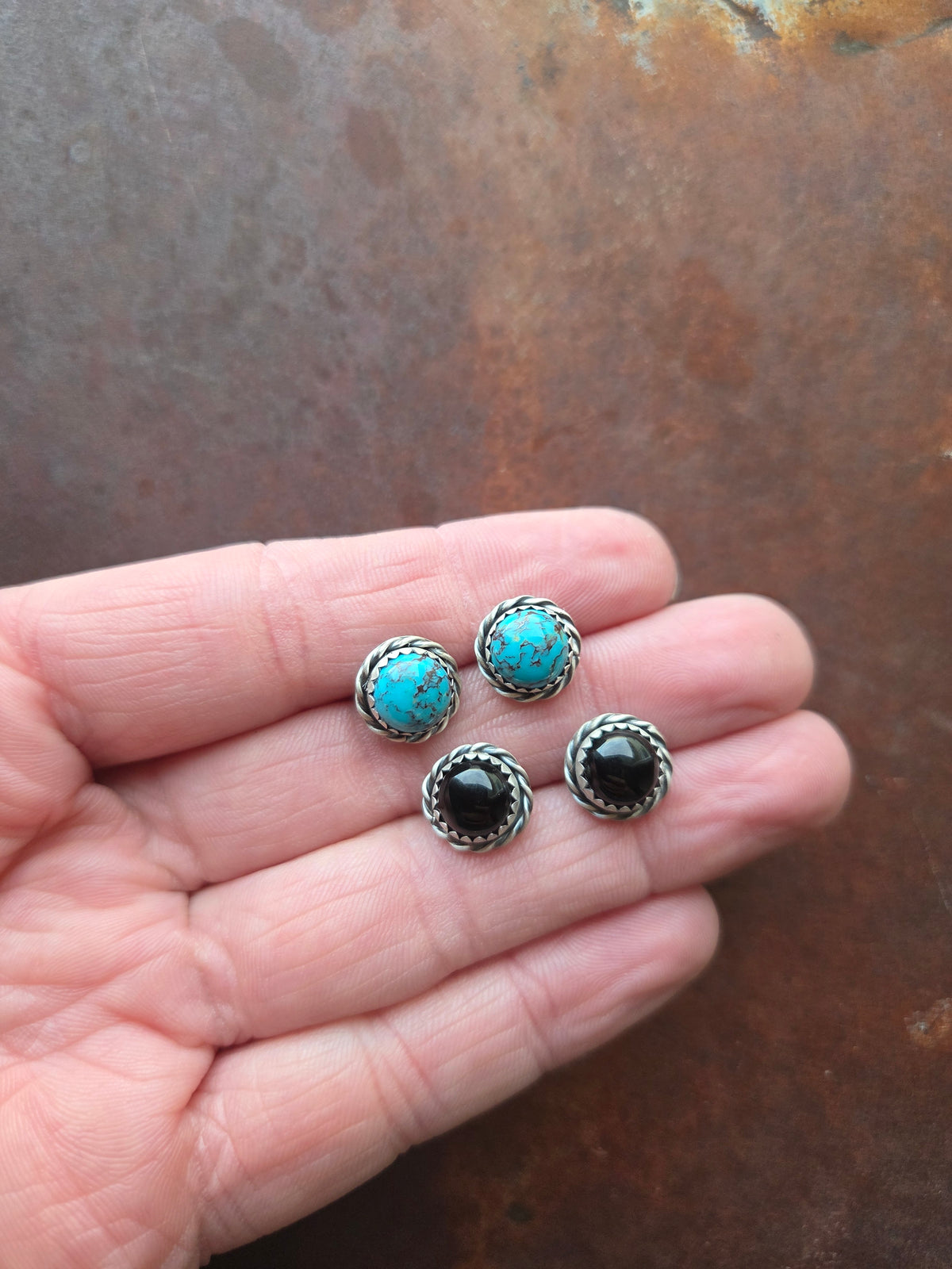 8mm Post Earrings with Rope