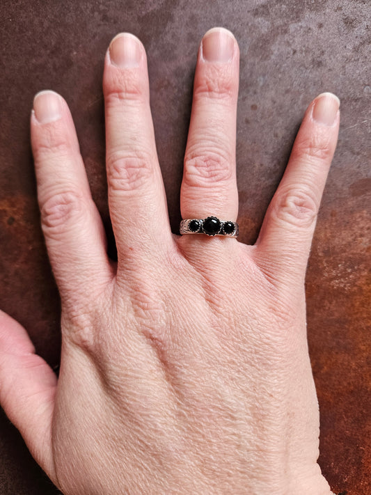 Onyx 3-Stone Ring