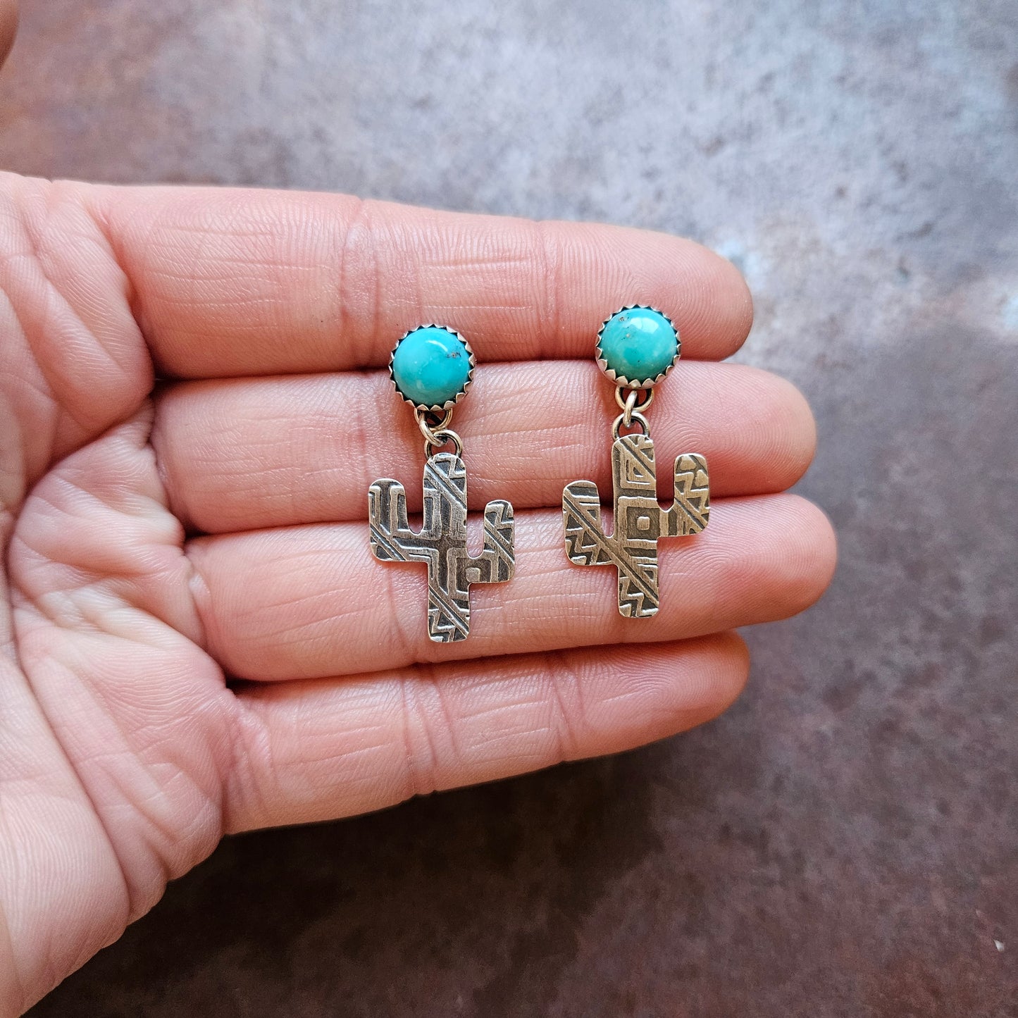 Cactus and Turquoise Earrings
