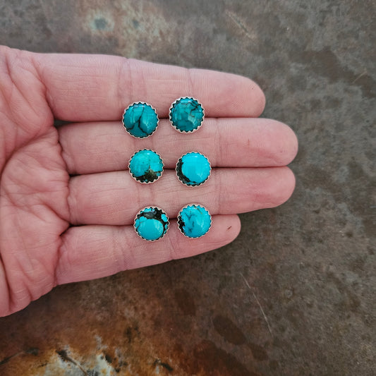 10mm Turquoise Post Earrings