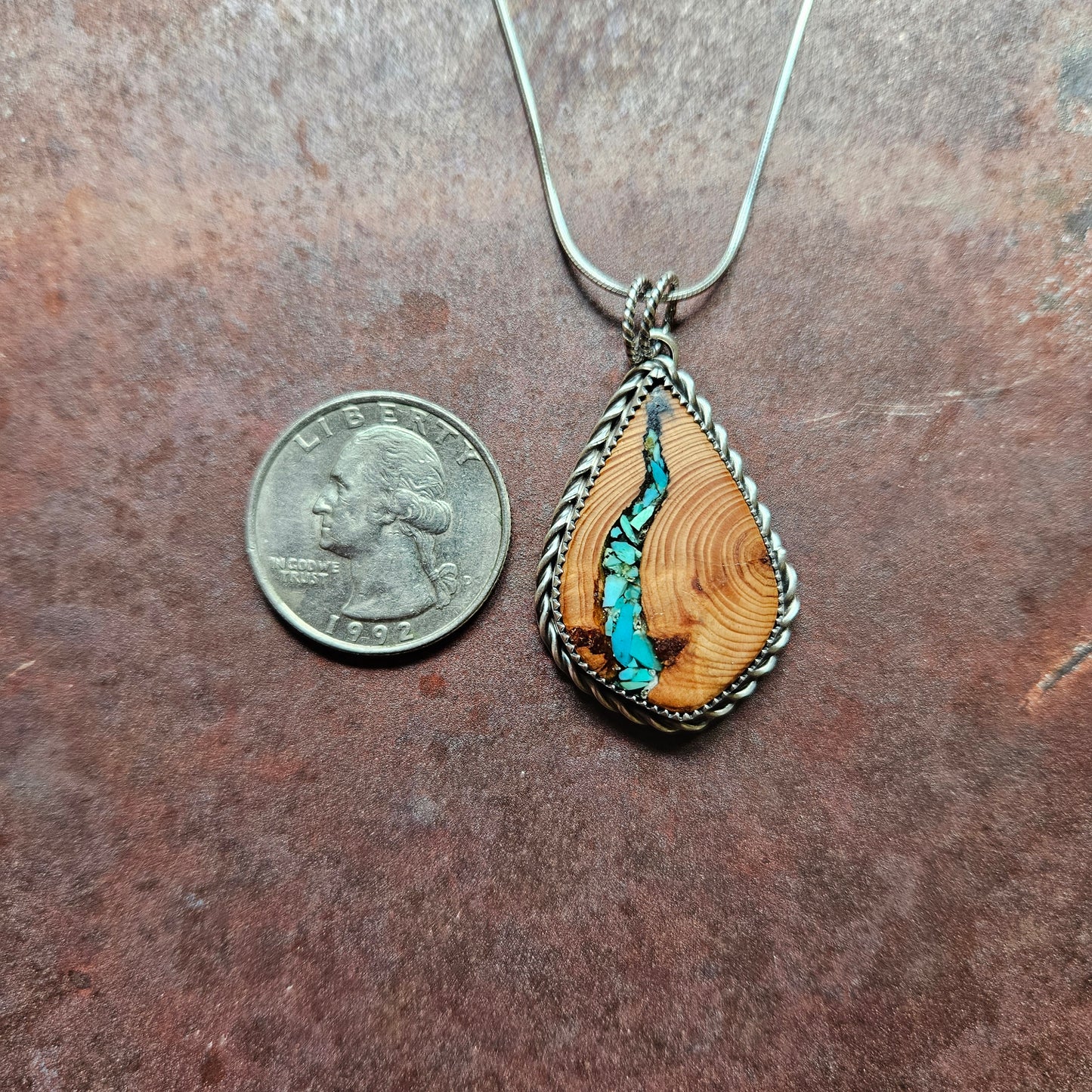 Douglas Fir and Turquoise Pendant