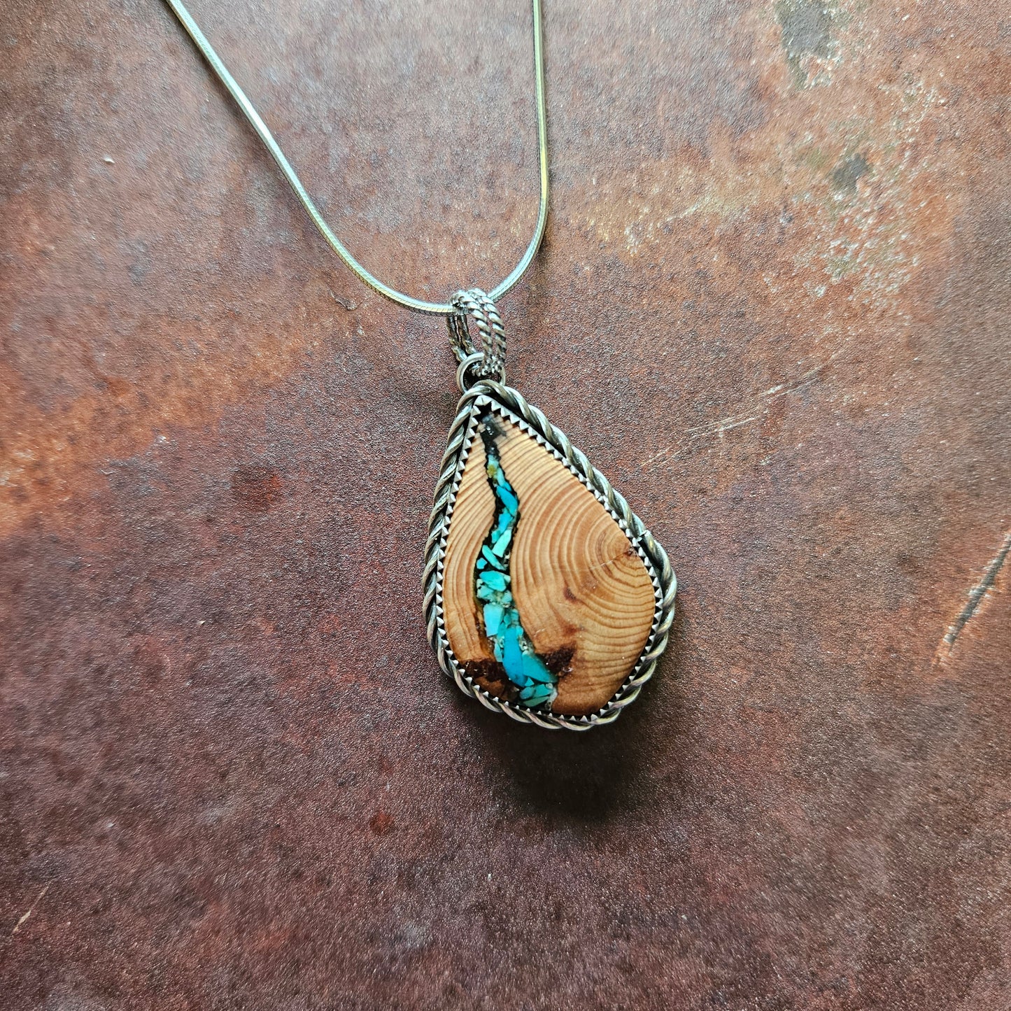 Douglas Fir and Turquoise Pendant