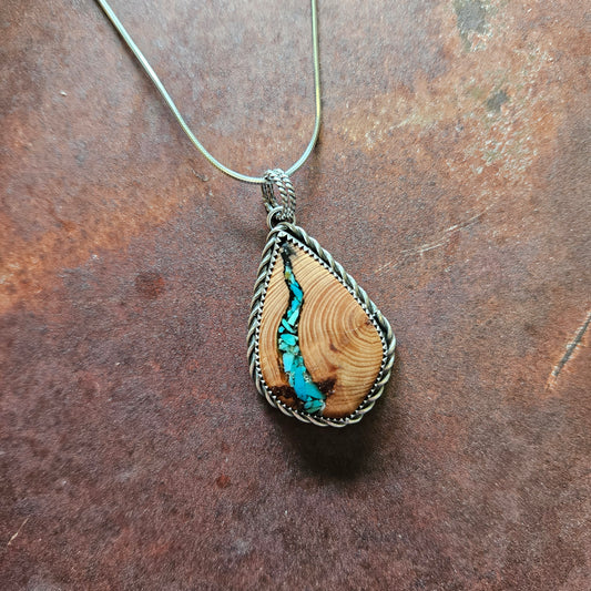 Douglas Fir and Turquoise Pendant