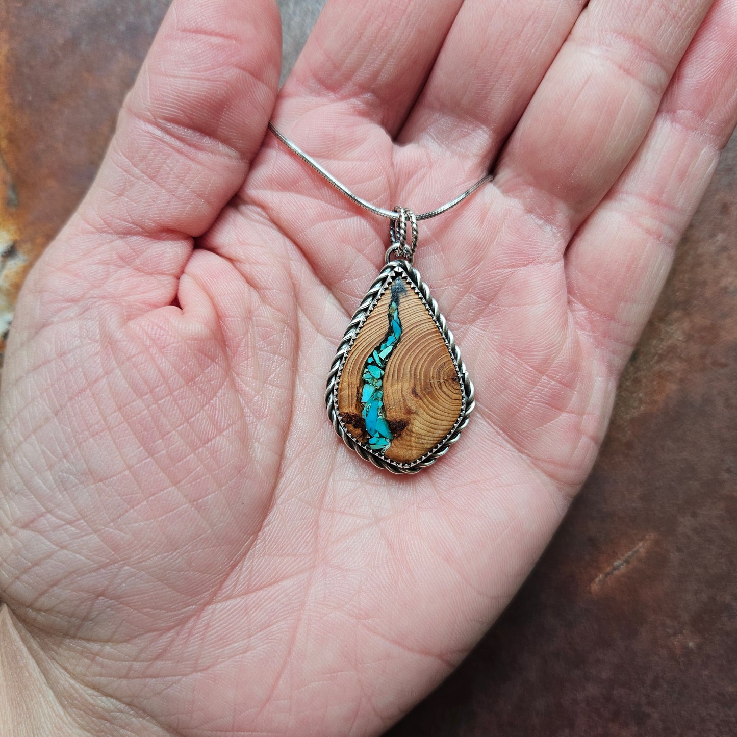 Douglas Fir and Turquoise Pendant