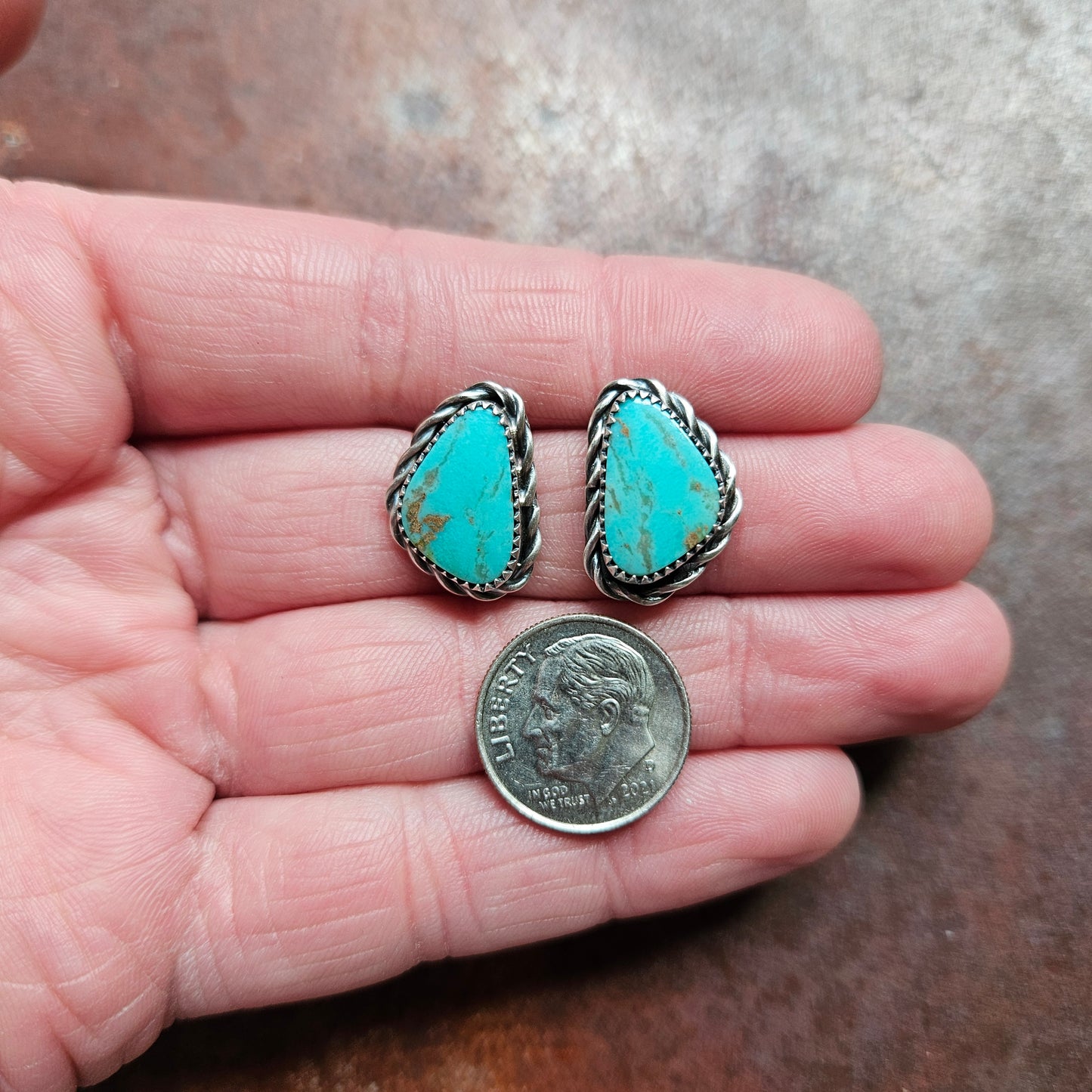 Kingman Turquoise Triangle Post Earrings