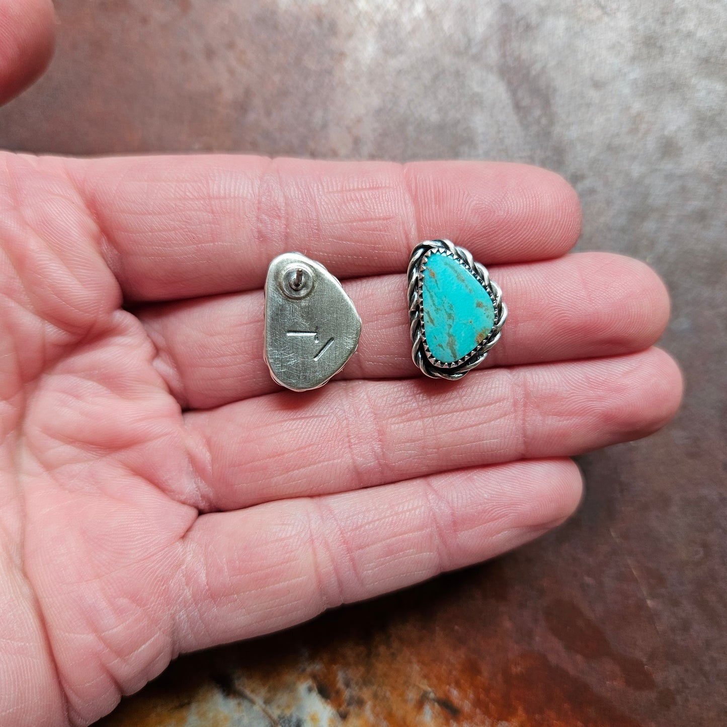 Kingman Turquoise Triangle Post Earrings