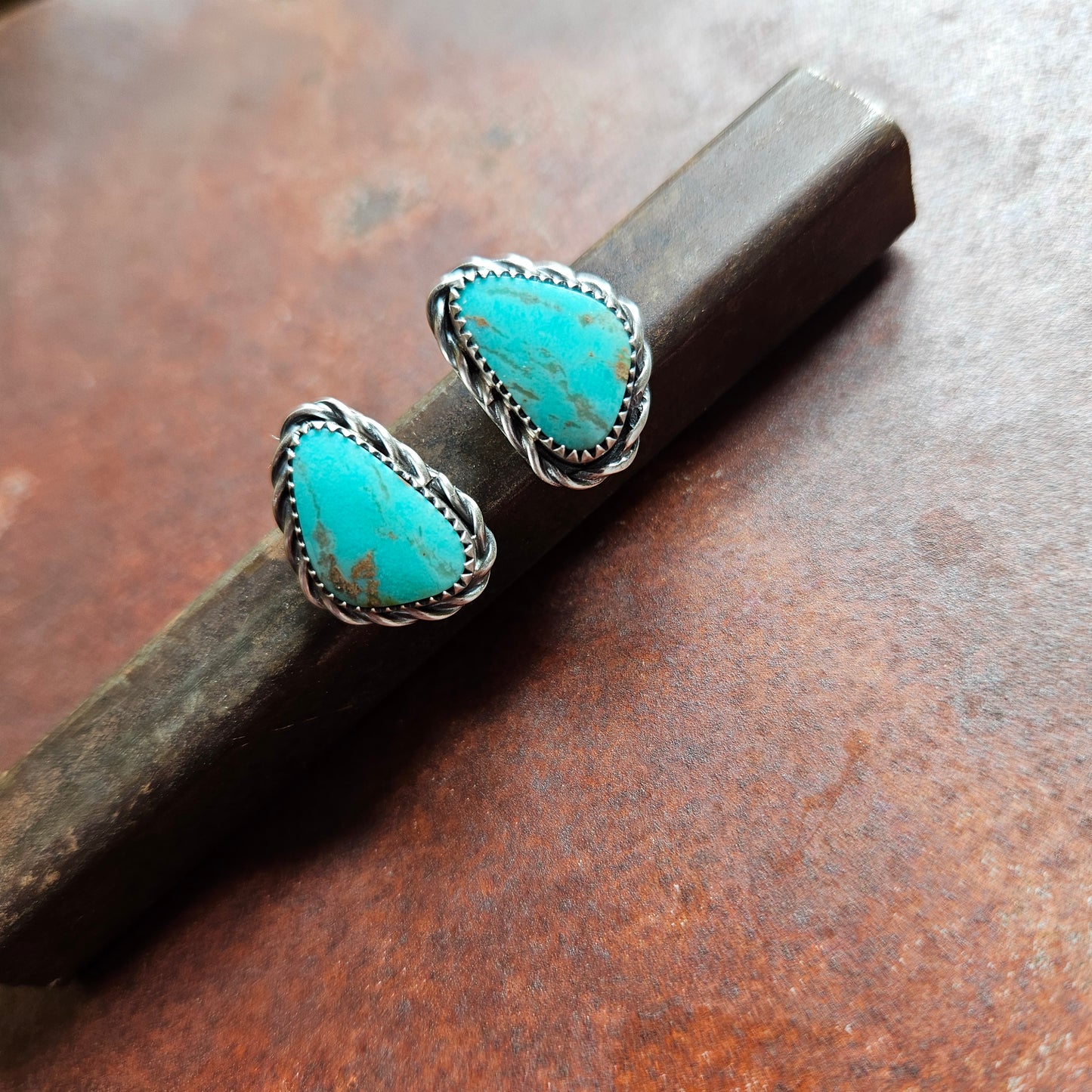 Kingman Turquoise Triangle Post Earrings