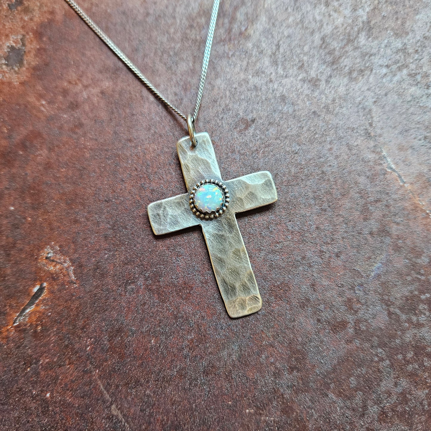 1.5" Cross with Opal