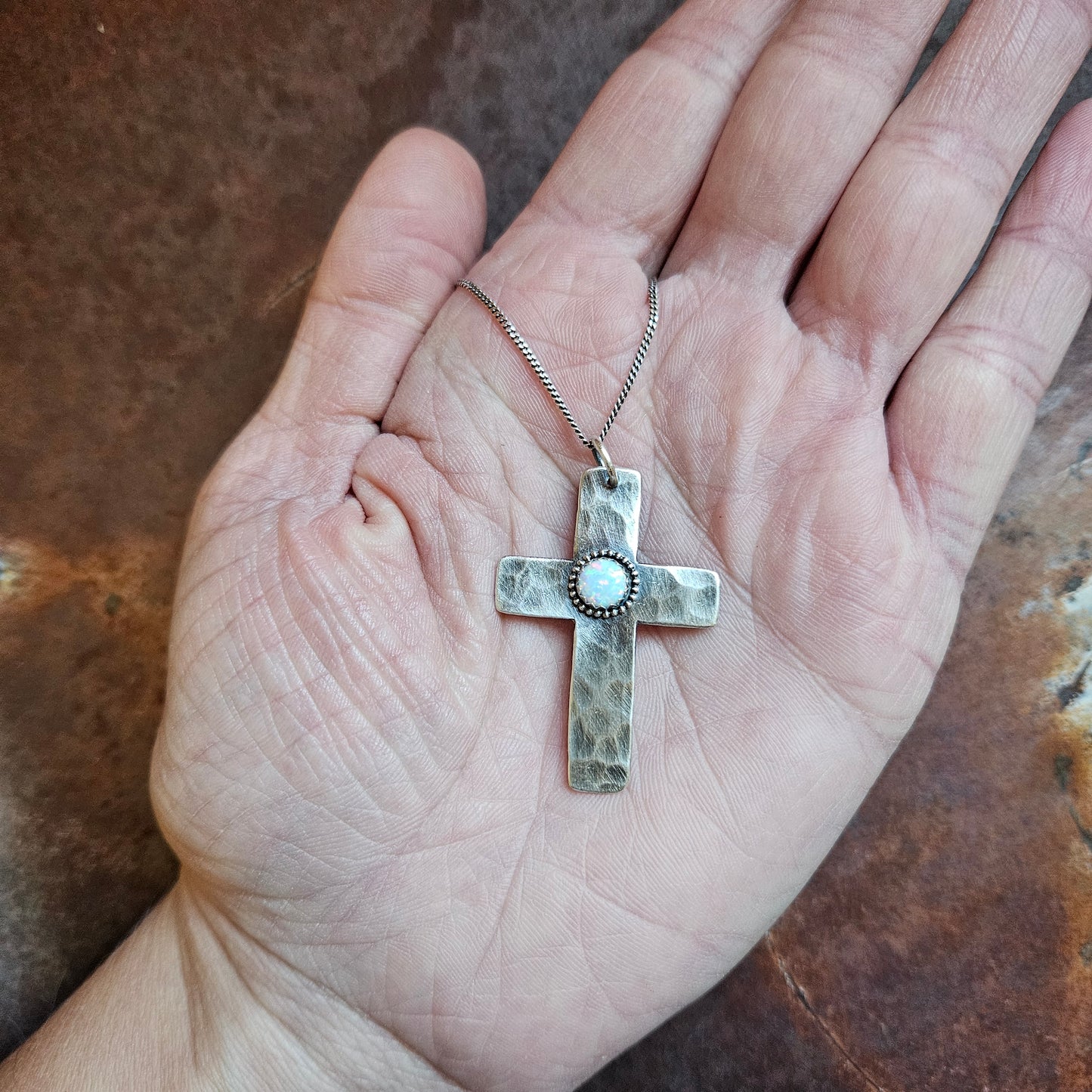 1.5" Cross with Opal