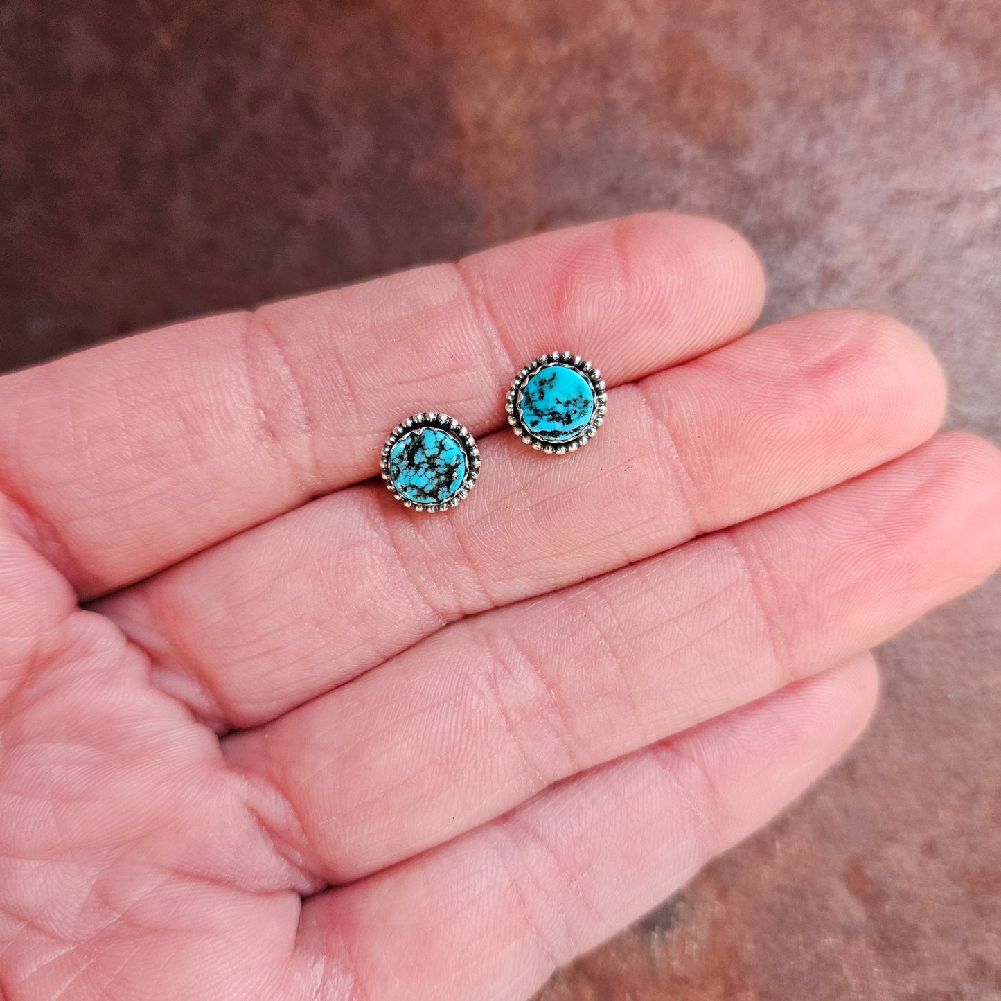 6mm Kingman Turquoise Post Earrings