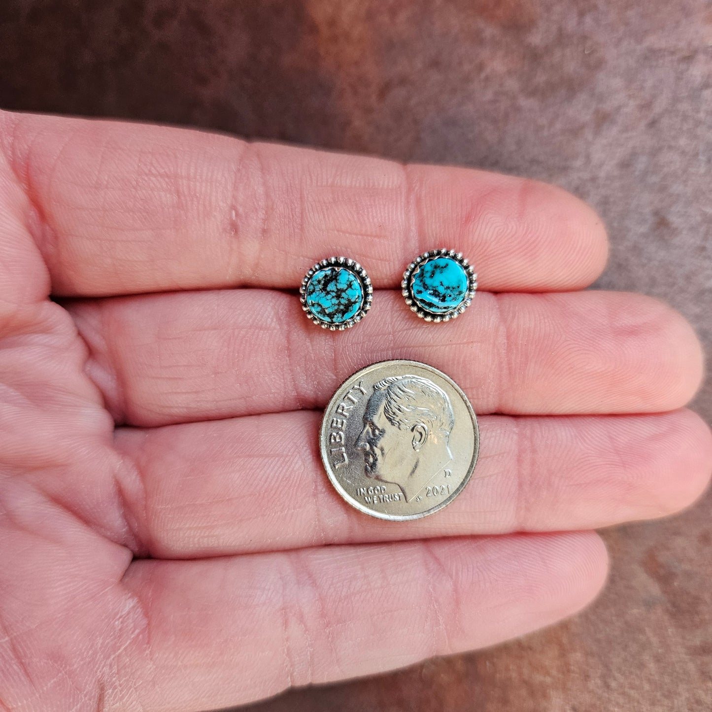 6mm Kingman Turquoise Post Earrings