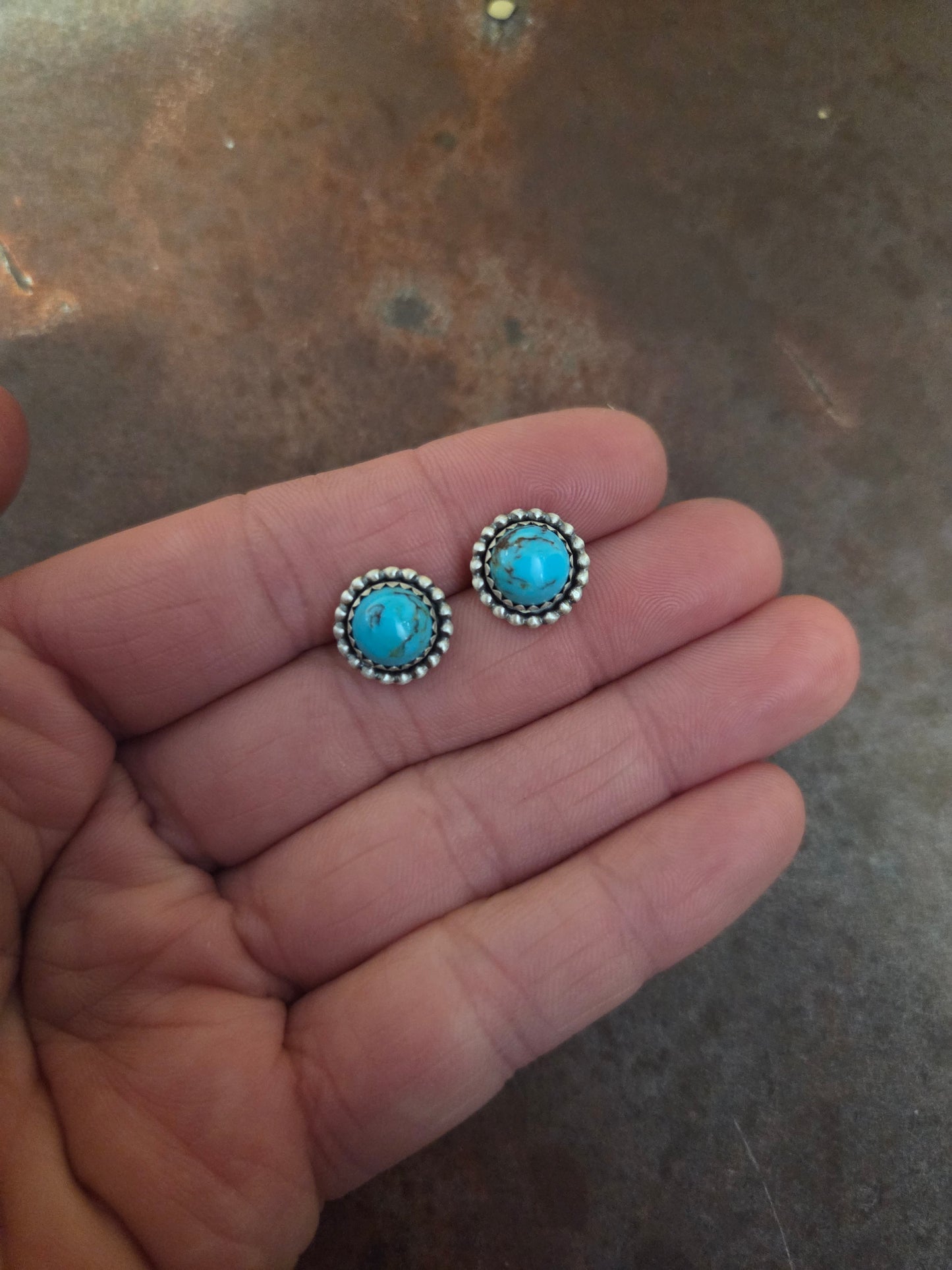 8mm Kingman Turquoise Post Earrings