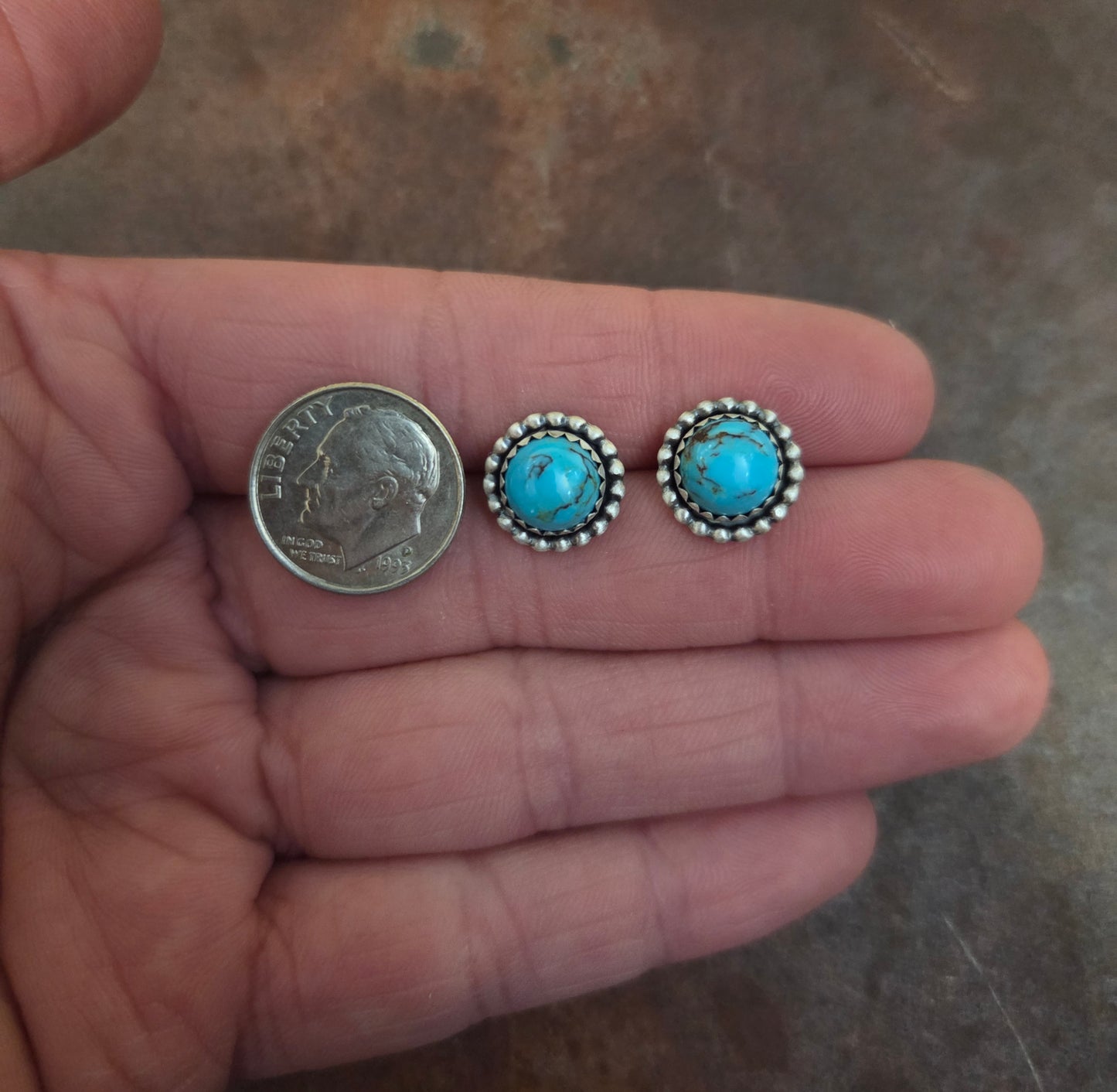 8mm Kingman Turquoise Post Earrings