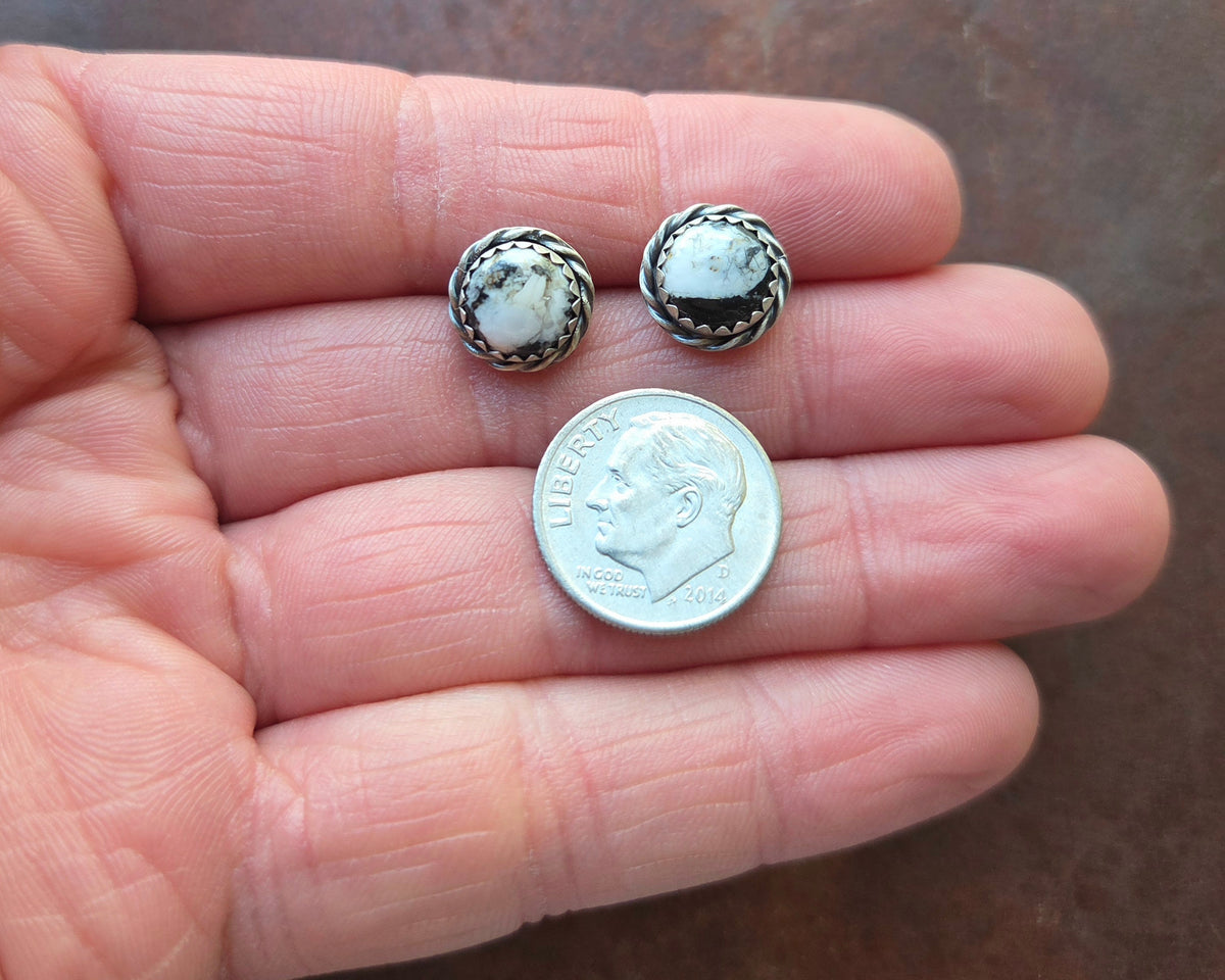 8mm White Buffalo Post Earrings