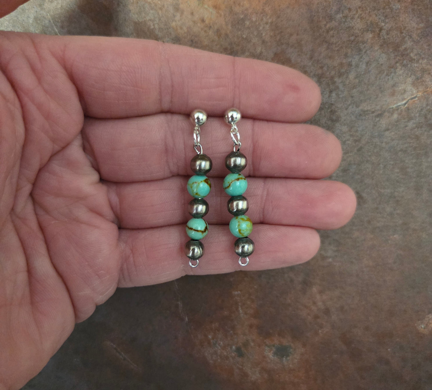 Turquoise and Pearl Drop Earrings