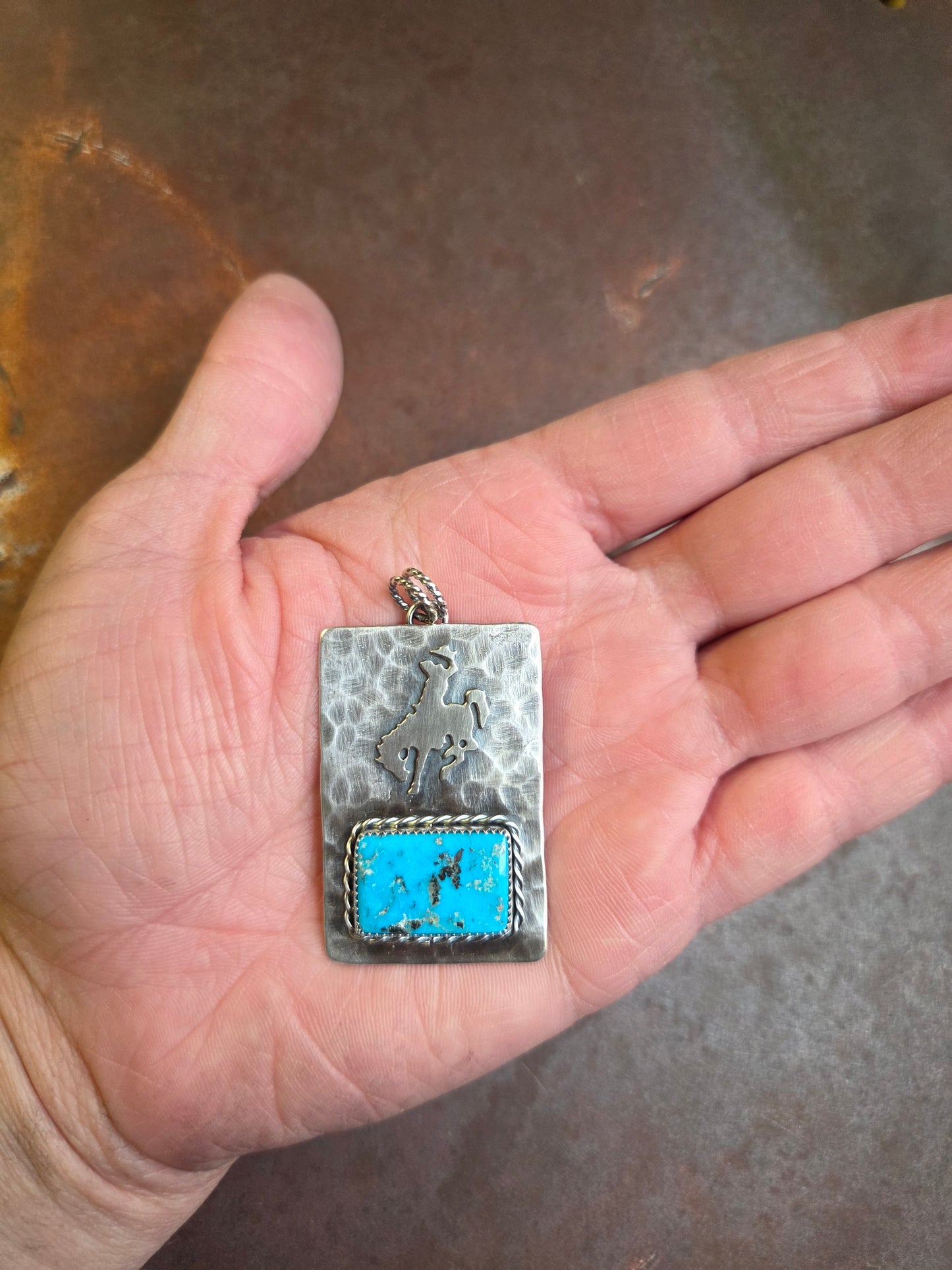 Campitos Turquoise Bucking Horse Pendant