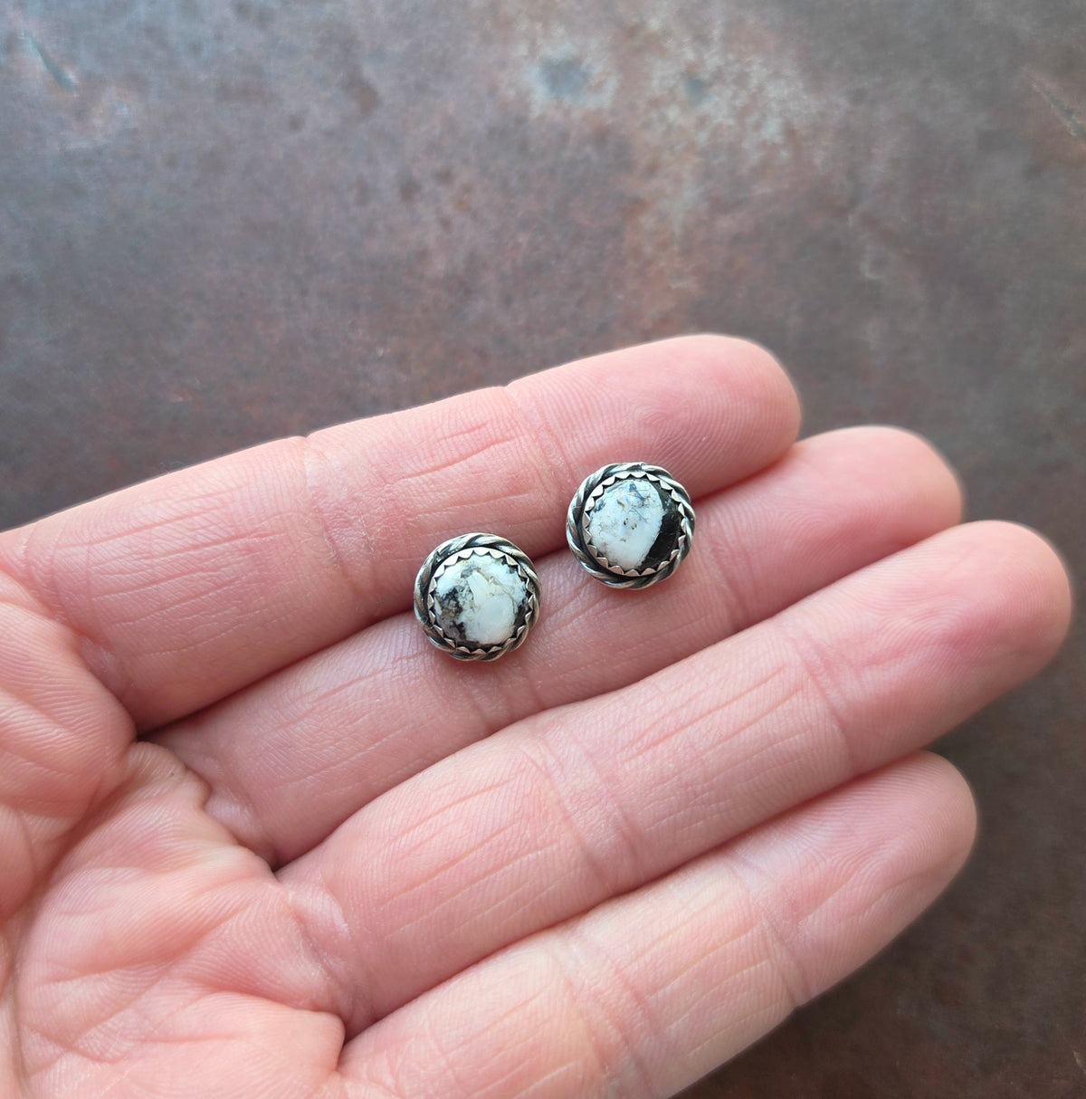 8mm White Buffalo Post Earrings