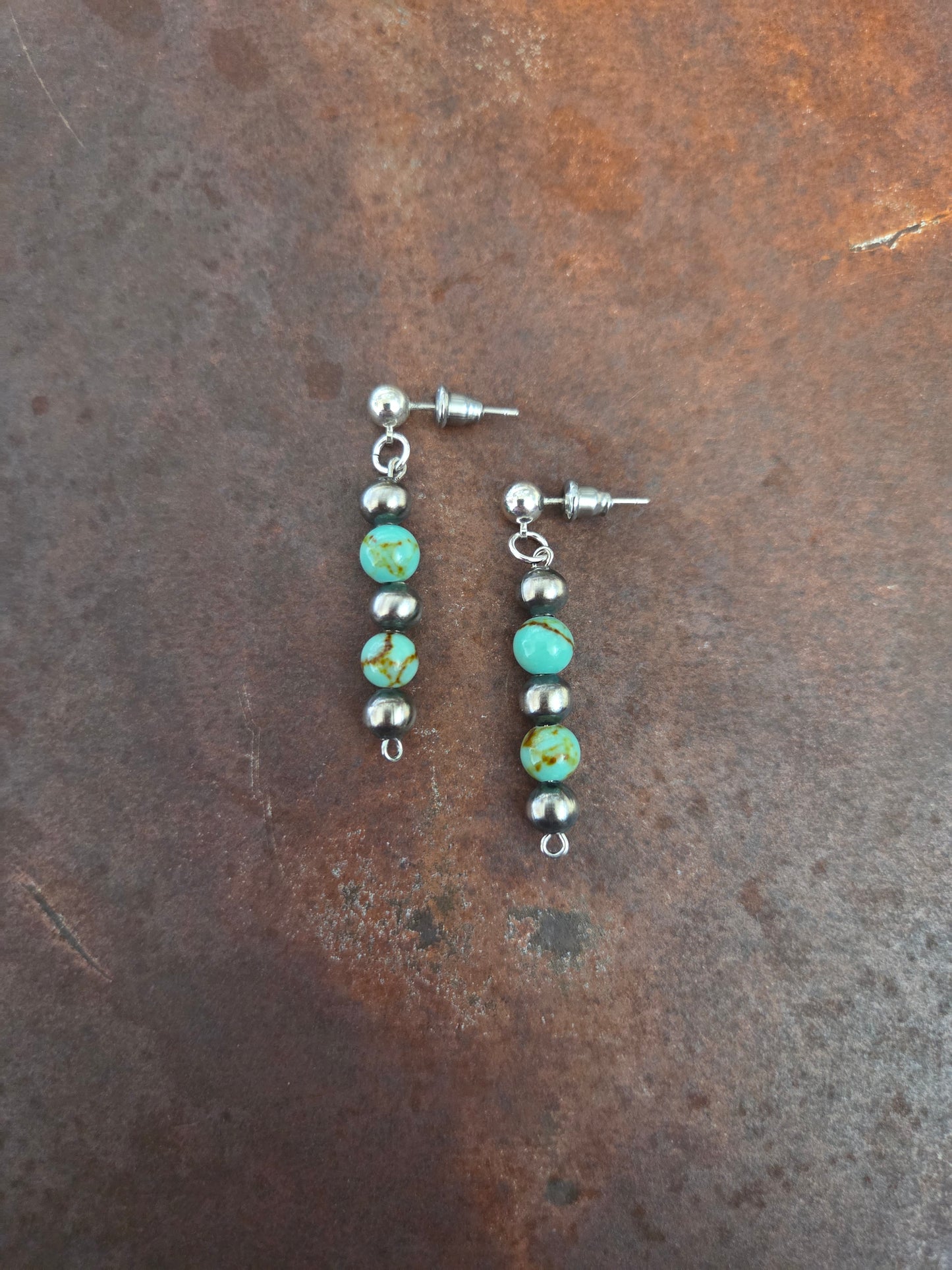 Turquoise and Pearl Drop Earrings
