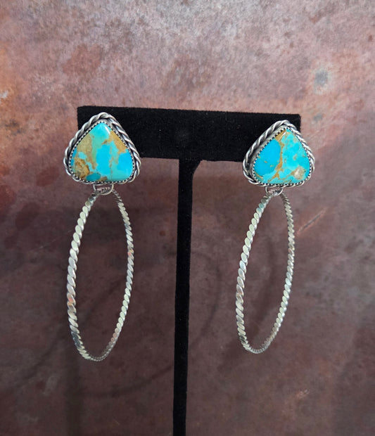Turquoise Hoop Post Earrings