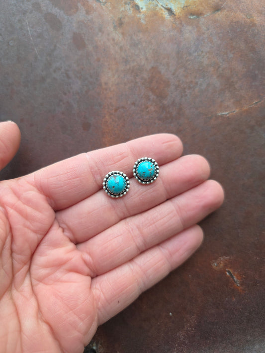 8mm Kingman Turquoise Post Earrings
