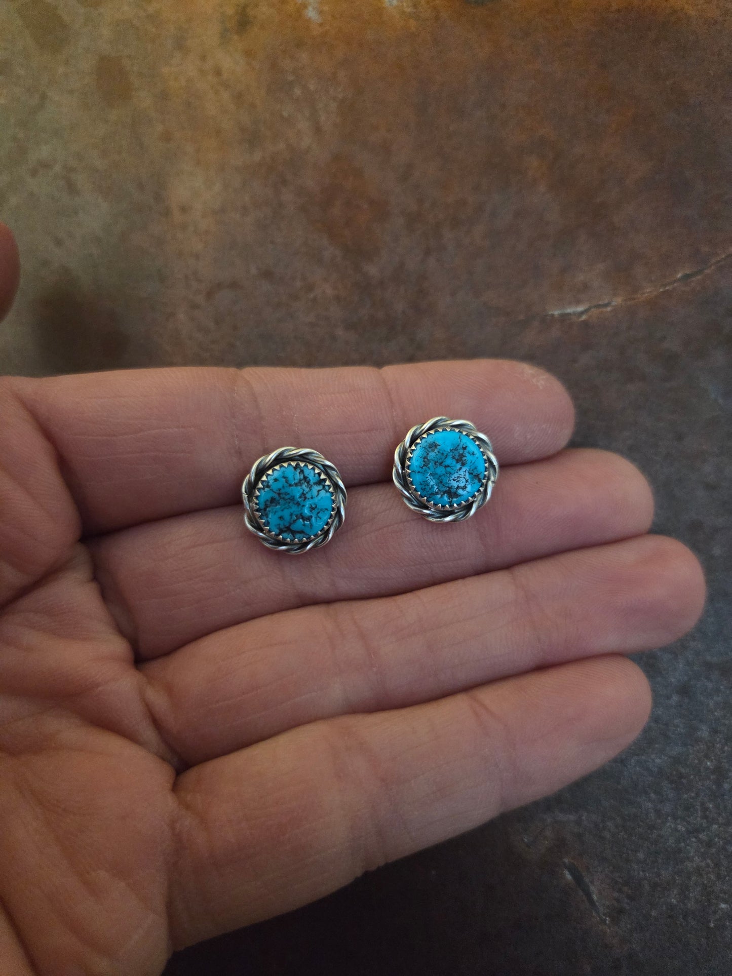 Nugget Top Kingman Turquoise Post Earrings