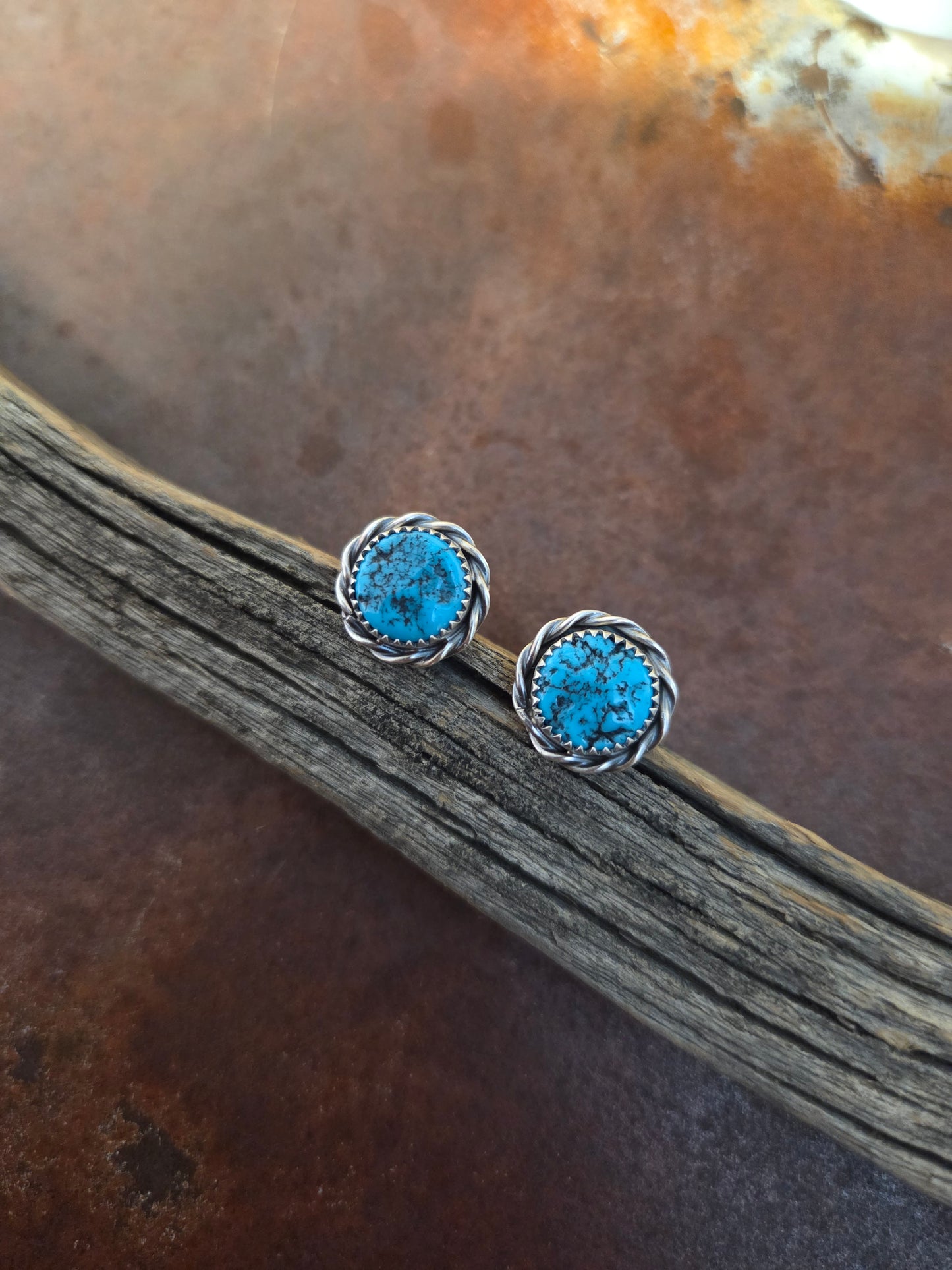 Nugget Top Kingman Turquoise Post Earrings
