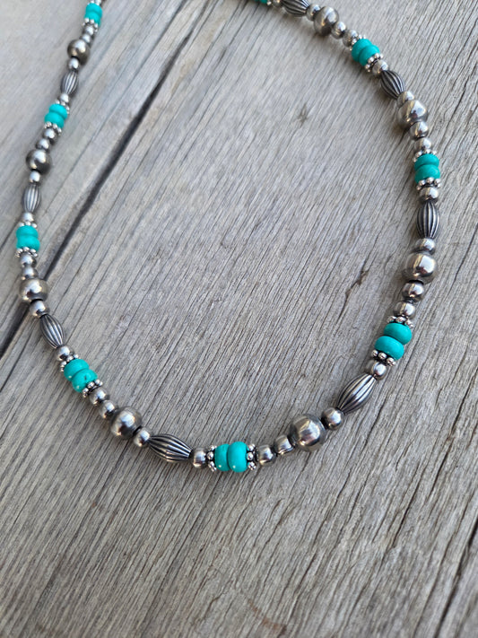 Turquoise with Pumpkin beads Pearls