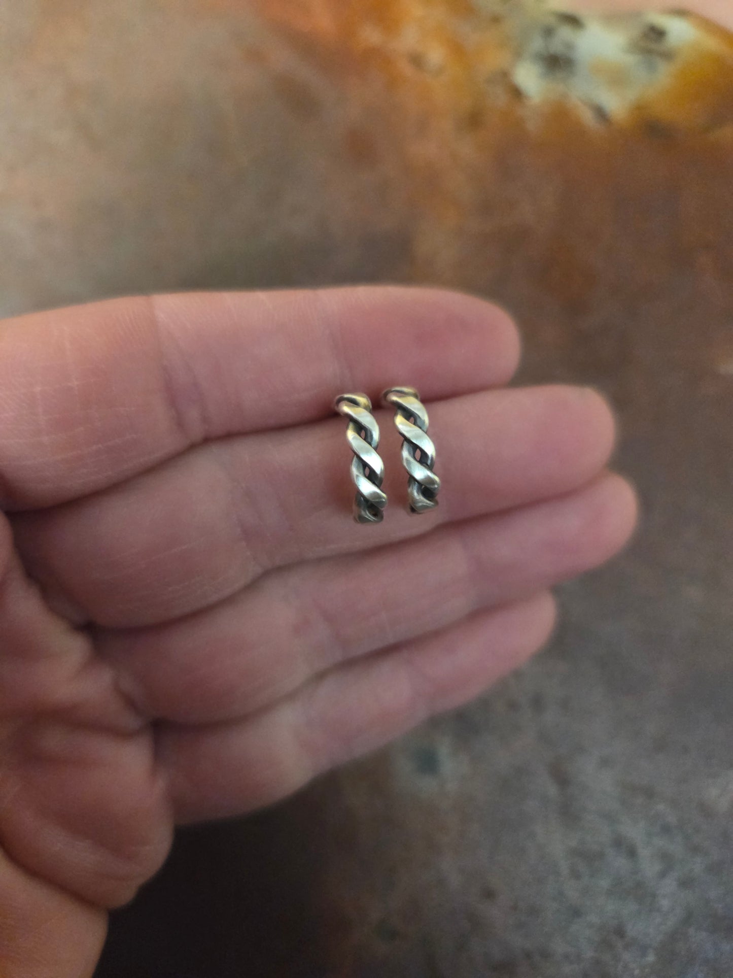 Flattened Rope Hoop Earrings