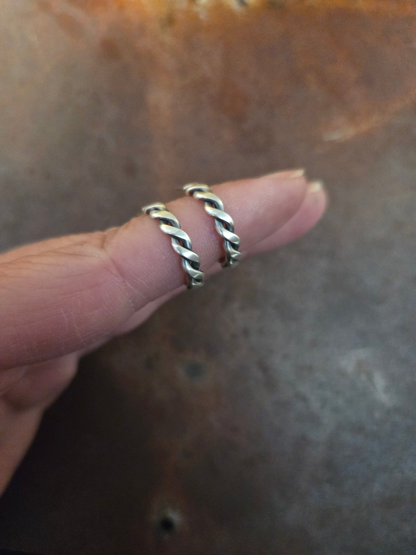 Flattened Rope Hoop Earrings